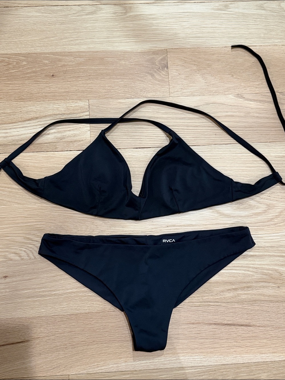 RVCA Women’s Black Triangle Bikini Set - Sleek Two-Piece Swim